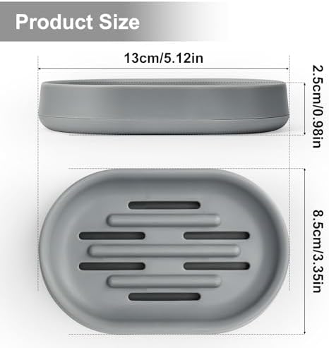 Topsky Soap Dish for Shower,2 Pack Soap Dishes Soap Savers for Bar Soap, Soap Bar Holder Shower with Drip Tray, Plastic Soap Holders with Drain for Kitchen Sink, Easy to Clean,Dry,Gray - Image 3