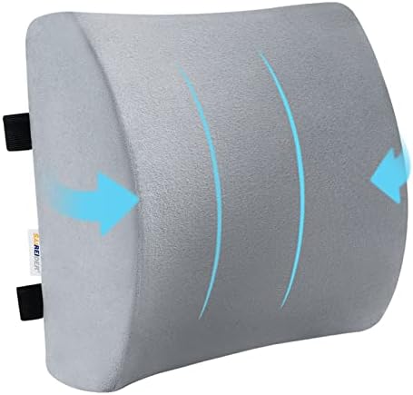 SAIREIDER Lumbar Pillow, Memory Foam Office Chair Back Support Pillows Back Pain Relief Improve Posture, Lumbar Support Pillow for Car、Gaming Chair、 Home Chair, Double Adjustable Straps(Grey) by SAIREIDER