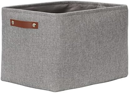 DULLEMELO Storage Baskets Large 16"x12"x12" Tall Rectangular Baskets Fabric Storage Bins for Organizing [1 Pack] Collapsible Linen Shelf Baskets for Clothes, Toys, Closet, Laundry (Grey) by DULLEMELO