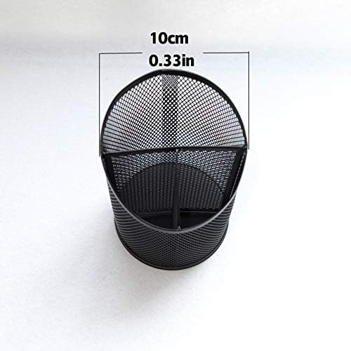 Fengtaiyuan T06, Black Metal Wire Mesh Pencil Holder, Desktop Organizer, Office Storage Box (Black-T06) - Image 3