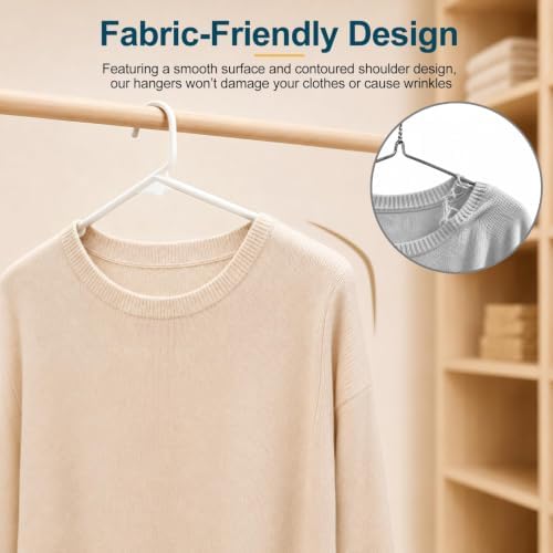 White Plastic Hangers 24 Pack with Non-Slip Built-in Strap Hooks - Image 5