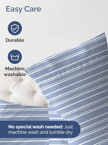 CGK Extra Deep Queen Single Fitted Sheet Only - Blue Stripes - Image 5