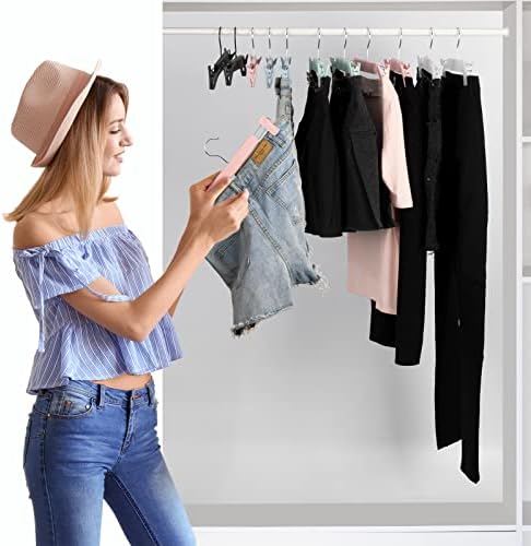 Pants Hangers with Clips, Skirt Hangers, 10 Pack, Pink - Image 5