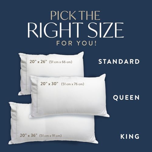 Digital Decor 100% Cotton Fabric Luxury Hotel Pillows King Size Set of 2, Cooling Down Alternative Bed Pillows for Sleeping, Hypoallergenic Soft Pillows for Side & Back, Made in USA, 36" x 20" - Image 5
