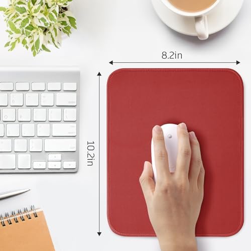 red Mouse Pad, Nice and Cute Mouse Pad, Splash-Proof Textured 10.2 x 8.2Inch, Stitched Edge Non-Slip Waterproof Rubber Mouse Pad - Image 3