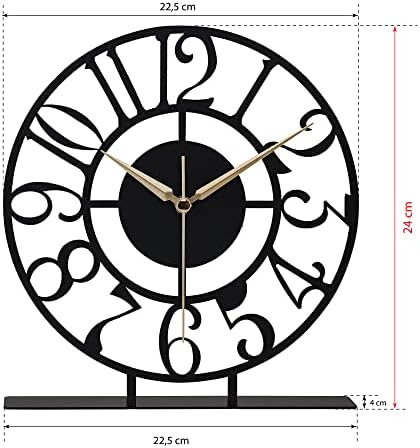 muyika 8.9x9.5 Metal Desk Clock, Black Round Silent Non-Ticking Analog Table Clock, Battery Operated, Decorative Desk and Shelf Clock, Desk Clocks for Living Room Bedroom Kitchen Office School - Image 3