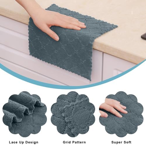 Homaxy Super Soft Absorbent 16 Pack Coral Velvet Dish Cloths, 10" x 10" - Image 3