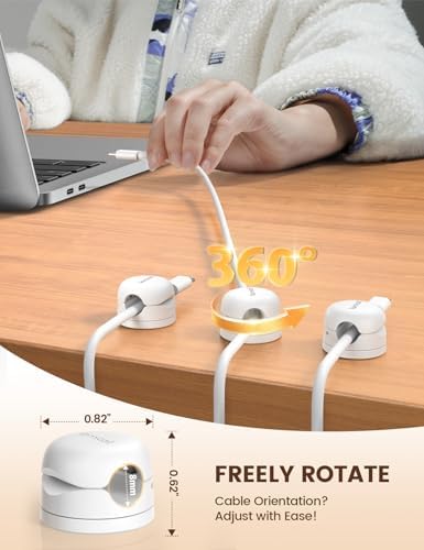 Lamicall 6 Pack Rotatable Cord Organizer, [1s Lock] Spring Cable Clips - Image 2