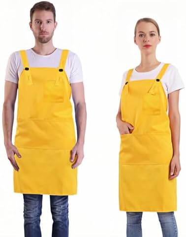 BIGHAS H Back Style Apron with Pocket for Women, Men Adjustable Large Size Comfortable, Kitchen, Home, Cooking 12 Colors by BIGHAS