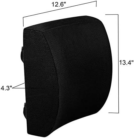 Lumbar Pillow for Chair and Car, Back Support for Office, Memory Foam Cushion with Mesh Cover - Black - Image 6