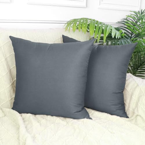 Thmyo 4-Pack 100% Cotton Solid Decorative Throw Pillow Case 26x26 Dark Grey - Image 2