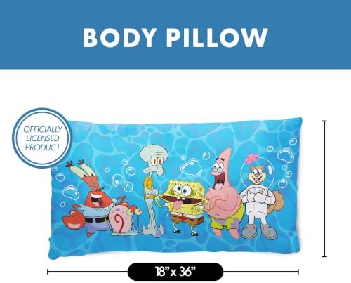 Northwest Spongebob Sea Creature Fun Cloud Body Pillow, Soft Cartoon Plush Hugger for Kids Bedding and Bedroom Decor, Officially Licensed, 18x36 Inch - Image 4