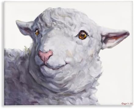'Large Sheep Head Animal Watercolor Painting'| Canvas Art by StupellIndustries