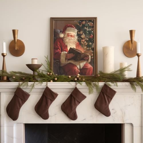 uniro Vintage Santa Claus Print Retro Neutral Christmas Claus Reading Wall Art Antique Xmas Aesthetic Poster for Room Decor Winter Moody Holiday Wall Decor for Bedroom, Living Room, Gallery, winter Room Decor, Holiday Decoration Gifts -8x10 Unframed - Image 2