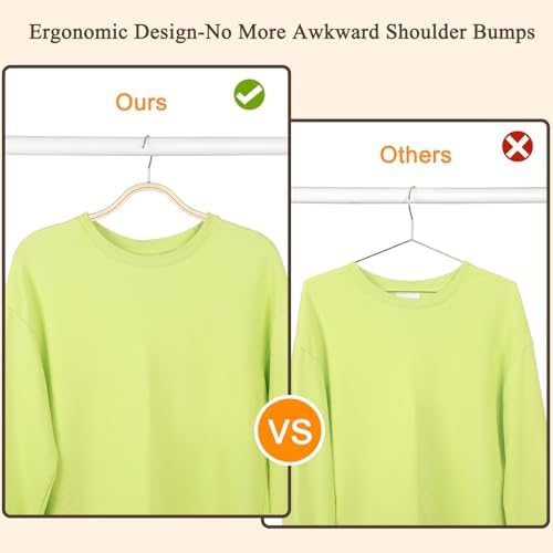 TOPIA HANGER Sleek Wooden Hangers with Non-Slip Rubber Grips, Sweater Hangers No Shoulder Bump, Lightweight Clothes Hangers 30-Pack, 360° Swivel Hook and Pants Bar-CT63N30 - Image 5