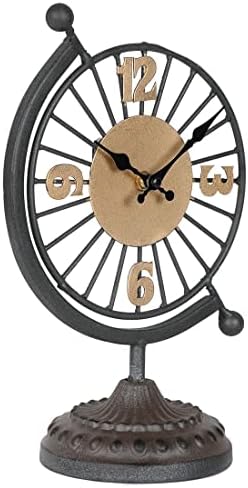 Lily's Home Vintage Mantle Clock. Silent, Non Ticking Stylish Decorative Table Clock Perfect for Living Room, Retro Kitchen, Tabeltop & Fireplace Mantel Clock Decor. Black and Gold. 7" Dia. - Image 3