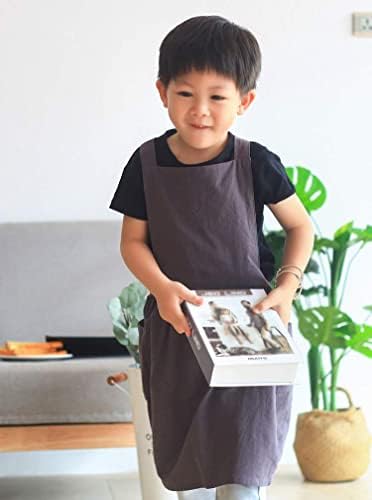 Children Cotton Apron Japanese Style Bib Home Clothes Painting Soft Comfort Pinafore Apron for Girls Boys - Image 7