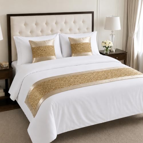 Jacquard Bed Runner Set with 2 Pillow Covers, No Filling, Bedding Decor by SEESNOW