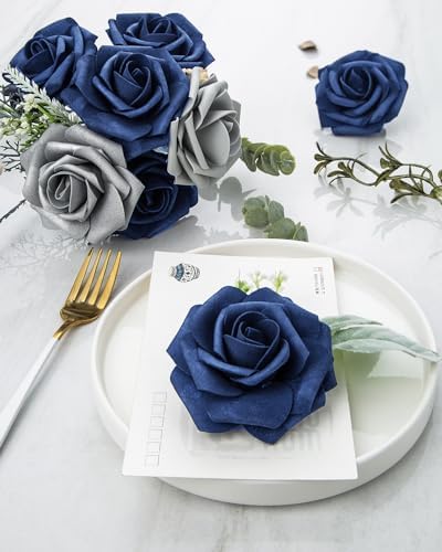 DuHouse 25Pcs Artificial Flowers Foam Roses Real Touch with Stems - Image 3