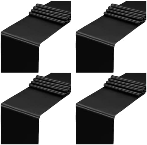 SiinvdaBZX 4 Pcs Black Satin Table Runner 12 x 108 inches Long by SiinvdaBZX