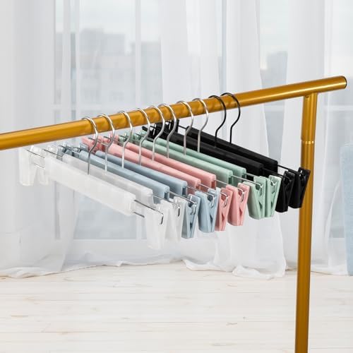 Pants Hangers with Clips, Skirt Hangers, 20 Pack, Light Green - Image 7