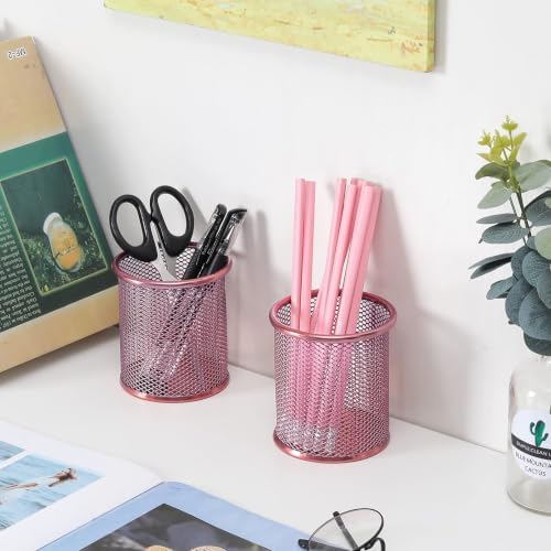PAG-Mass Pencil Holder for Desk, 2 Pack Desktop Pen Cup, Office Supplies Rose Gold Desk Organizers and Accessories Organization, Makeup Brush Holder, Copper - Image 5