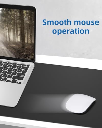 Non-Slip Desk Pad,Mouse Pad,Waterproof PU Leather Desk Protector,Ultra Thin Large Desk Blotter,Waterproof Keyboard mat for Office/Home/Decor(Black 23.6" x 13") - Image 5