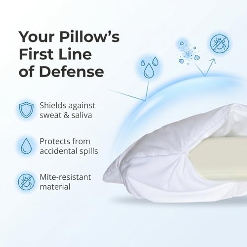 Padded Replacement Cover, 5.5 in. Thick - Soft Cotton-Blend Zippered Case for Memory Foam Arm & Side Sleeper Pillow, Machine Washable, White - Image 3