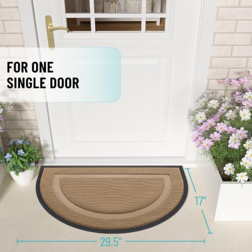 OLANLY Half Circle Front Door Mat Outside 29.5x17 All-Season Rubber Doormat - Image 2