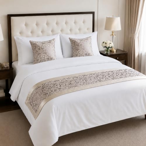 Jacquard Bed Runner Set with 2 Pillow Covers, No Filling, Bedding Decor by SEESNOW