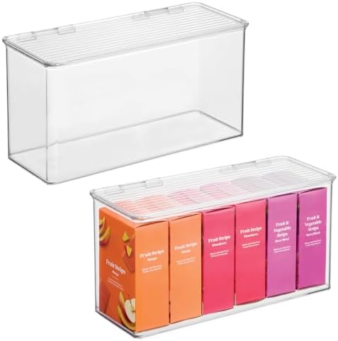 iDesign Plastic Stackable Hinged-Lid Storage Box - Set of 2 - Clear by iDesign