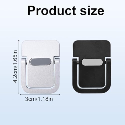Penitue 4pcs Mini Keyboard Riser, Self-Adhesive Portable Small Laptop Tilt Stand Zinc Alloy Lifter Feet Foldable & Invisible Computer Notebook Holder Leg Lift Accessories for Desk (Silver, Black) - Image 2
