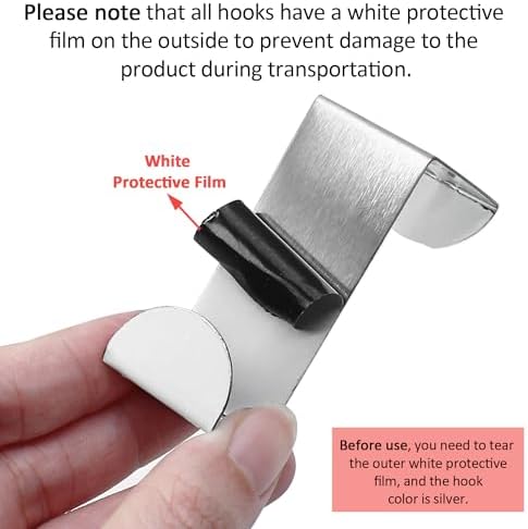 5 Pcs Z-Shaped Over The Door Hooks Fits 2" and 1" (Silver) - Image 3