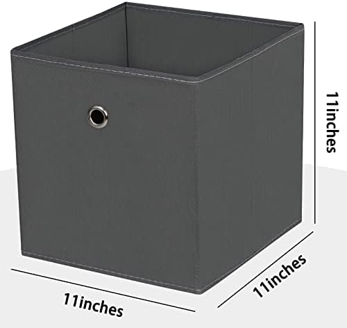 Foldable Storage Cubes Bins ,11 Inch Cloth Storage Cube Fabric Storage Box Cubes Organizer Baskets with Dual Handles for Home Organizer Set of 6 (Grey) - Image 2