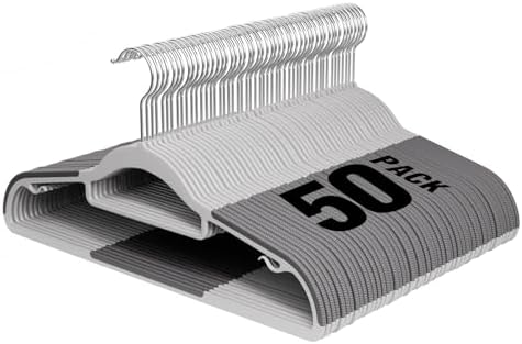 Plastic Hangers 50 Pack, 16.5" Non-Slip Clothes Hangers Heavy Duty by UEAKPIC