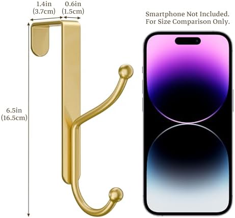 niffgaff Over Door Hook 4-Pack, Heavy Duty Door Hanger, Fits Interior Doors 1.4 Inches Thick, Organize Coats, Hats, Towels, and Bags for Entryways, Bathrooms, Bedrooms, and Kitchens, Gold - Image 6