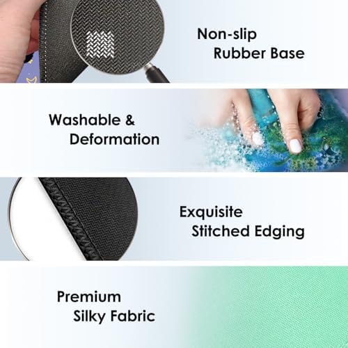 FROGIGO Mouse Pad with Stitched Edges - Cartoon Floral Mousepad for Women, 9.25 x 7.75 inch Washable Square Desk Pad, Non-Slip Rubber Base, Office Home Laptop Accessories - Cartoon Florals - Image 5