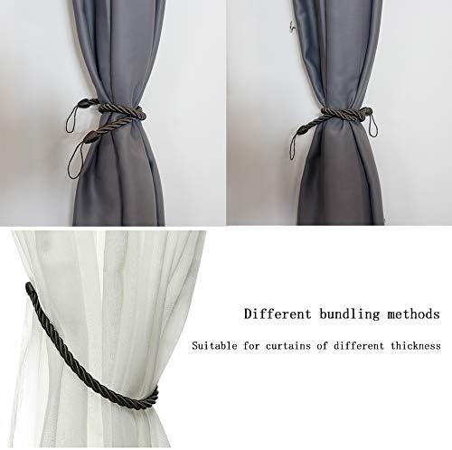 BEL AVENIR Curtain Tiebacks Ropes Tie-Backs,Handmade Holdbacks(Charcoal,2P) - Image 5