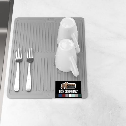 GORILLA GRIP Patented BPA-Free Silicone Dish Drying Mat, 13x11, Gray by GorillaGrip