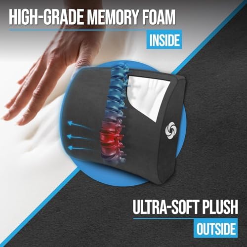 Samsonite Lumbar Support Pillow for Office Chair and Car Seat, Perfectly Balanced Memory Foam, Versatile Use Lower Back Cushion, Black Plush - Image 4