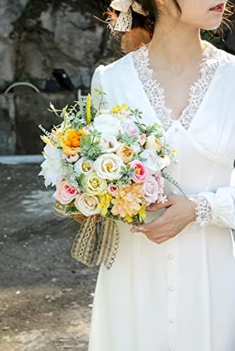 Serra Flora Artificial Wedding Flowers Bouquets Centerpieces Faux Flowers Combo for Fake Flowers with Leaves DIY Floral Arrangements Bridal Baby Shower Home Decor - Image 5