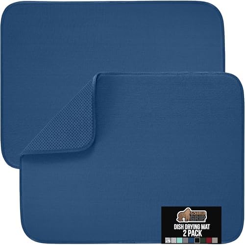 GORILLA GRIP Ultra Absorbent Microfiber Dish Drying Mat, 18x24, Blue by GorillaGrip