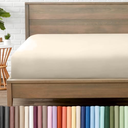 Bare Home Fitted Bottom Sheet Twin Size - Premium 1800 Ultra-Soft - Hotel Luxury - Deep Pocket - Durable and Long Lasting (Twin, Sand) by BareHome