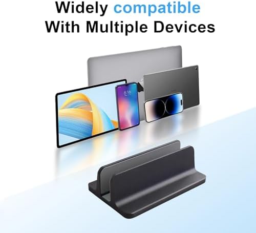 Vertical Laptop Stand Holder, Desktop Aluminum Stand for MacBook with Adjustable Dock Size, Fits All MacBook, Surface, Chromebook and Gaming Laptops (Up to 17.3 inches), Black - Image 5