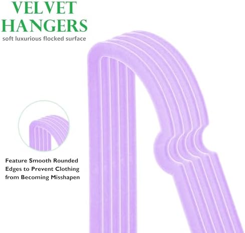 Velvet Hangers 20 Pack,16 Inch Non Slip Heart Hanger (Light Purple) - Image 3