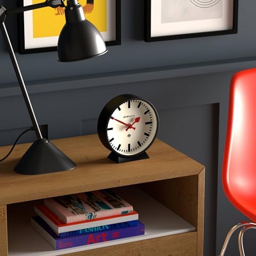 NEWGATE® Railway Desk Clock | Modern Round Station Clock Design | Black | Contemporary Style for Desk, Table, Shelf or Bedside - Image 4