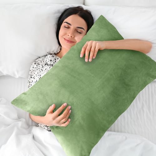 BEDELITE Flannel Pillowcases Standard Set of 2, Sage Green, 20x26 Inches - Image 5