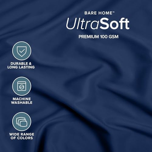 Bare Home Queen Fitted Sheet - 1800 Ultra-Soft (Queen, Dark Blue) - Image 2