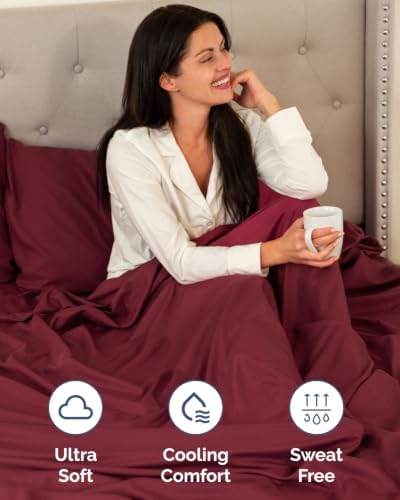 CGK Linens 2 Pack Extra Deep Twin XL Fitted Sheets - Burgundy - Image 3