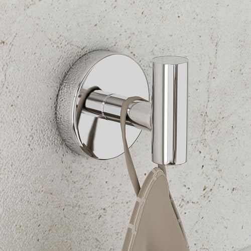 4 Pack Bath Towel Hooks, Wall Mount Towel Holder Chrome Finish Towel Rack, Heavy Duty Robe Coat Loofah Hooks for Shower, Kitchen,Hotel, Pool Tile, Brick Modern Style Decor Wall Hooks - Image 2